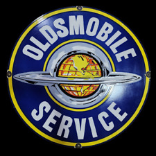 PORCELIAN OLDSMOBILE SERVICE ENAMEL SIGN SIZE 30X30 INCHES DOUBLE SIDED picture