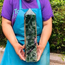 9.7LB Natural Colourful Fluorite Obelisk Quartz Crystal Tower Point Healing picture