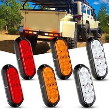 6InchOval Red White Amber LED Trailer Tail Light 6PCS Waterproof Stop Brake Turn picture