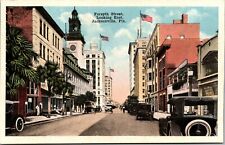 Early Cars Stores Forsythe St. looking East Jacksonville FL post card picture