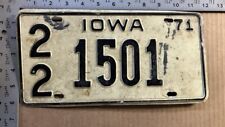 1971 Iowa license plate 22 1501 Clayton Ford Chevy Dodge 12481 picture
