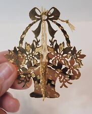 Vtg Danbury Mint Poinsettia Ornaments Gold Tone Set Of 2 1978 & 1987 Approx 3
