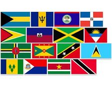 Sheet of 16: 1 inch tall All Caribbean Country Flag Stickers (islands decals) picture