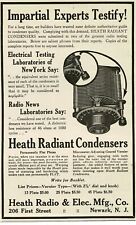 1924 Heath Radiant Condenser Radio Parts Newark NJ Vintage Print Ad picture