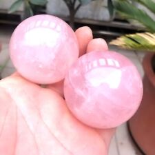 2pcs Large 2'' Pink Rose Quartz Healing Ball Crystal Polished Sphere 370 grams picture