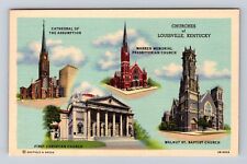 Louisville KY-Kentucky, Churches of Louisville Kentucky Antique Vintage Postcard picture