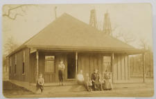 Family of 6 on Front Porch Country House Real Photo Postcard picture