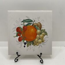 H & R Johnson Made In England Wall Tile  Fruit Orange Grapes Raspberries picture