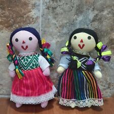 Vintage Handmade Mexican Folk Art Rag Doll Jointed Traditional Dress Colorful picture