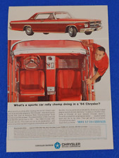 VINTAGE 1964 CHRYSLER 300 ORIGINAL COLOR CAR PRINT AD  - LOT 22LR picture
