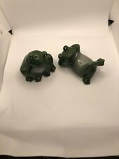 Chubby Green Ceramic Fairy Garden Frogs Posing Figurines Set Of Two, NWT picture