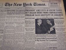 1950 JANUARY 24 NEW YORK TIMES - PRESIDENT ASKS CUTS IN EXCISE TAXES - NT 7180 picture