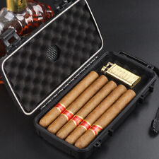 Travel Portable 5 Cigar Humidor Box With Humidifier Black Storage Box Plastic picture