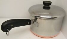 Vintage 2.5 qt. Stainless Steel Cooper Bottom Sauce Pan With Lid. 320 picture