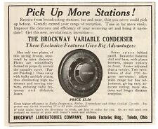 1924 Brockway Variable Condenser Radio Tuner Part Dial Toledo Vintage Print Ad picture