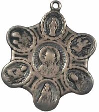 Vintage Catholic 7 Way Silver Tone Worn Religious Medal picture