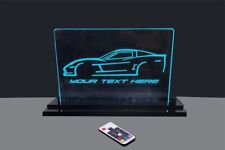 C6 Corvette Silhouette LED Edge Lit Sign with your custom text. picture
