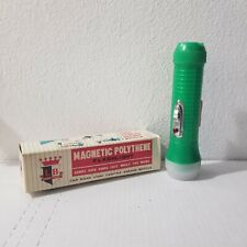 Vintage 60s Magnetic Polythene Flashlight NOS New in Box GREEN LB Trademark HK picture
