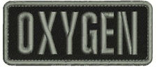 Oxygen embroidery Patches 2x5 hook ON BACK silver letters and border picture