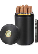 Cigar Humidor Case/Jar,Leather Cedar Wood Cigar Canister Portable for 12-16 Ciga picture