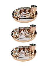 Handmade Hammered Pure Copper Stainless Steel Dinnerware Thali set 10pcs picture
