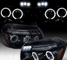 Fit 2005-2007 Dodge Magnum Black Smoke Dual LED Halo Projector Headlights Lamps picture