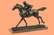 Jumper on Horse Jockey Rider Outdoor Indoor Two Tone Bronze Patina Statue GIFT picture