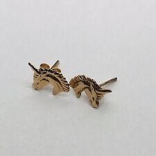 0.4g 14 KT. YELLOW GOLD HORSE HEAD TINY CUTE PETITE HORSE HEAD STUD EARRINGS picture