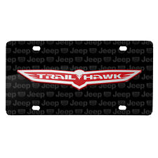 Jeep Trailhawk 3D Logo on Logo Pattern Black Aluminum License Plate picture