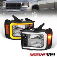 2X LED DRL Headlights Sequential Signal For 2007-14 GMC Sierra 1500 2500 3500HD picture