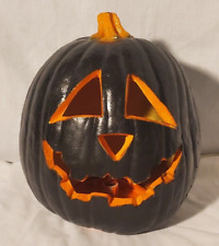 Vintage Jack O Lantern Pumpkin Light Up Black Orange Foam Halloween 10'' picture