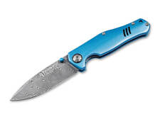Boker 1969 Z28-Damast Folding Knife Blue Alum Handle Damascus Plain 111101DAM picture