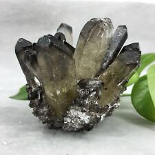 TOP Smoked crystal Cluster Quartz vug Mineral Specimen Reiki Healing 300g+ 1pc picture