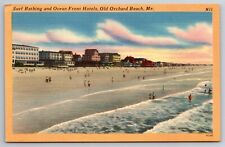 Surf Bathing Ocean Front Hotels Old Orchard Beach ME C1940 Postcard H21 picture