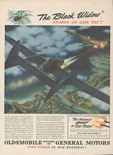 1944 Oldsmobile Black Widow Snares An Axls Fly WW2 P-61 Fighter Plane Print Ad picture