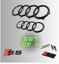 Audi S5 Black Matt set of 4 Front Rear Rings Badge Grille Boot Lid Trunk Emblem picture