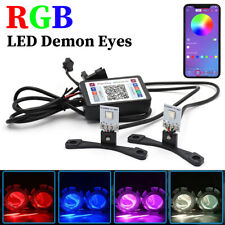 2x RGB LED Demon Devil Eyes Halo Ring APP BT Control Headlight Projector Lens picture