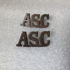 ASC  Army Service Corps Brass Shoulder Title Badge X 2 with lugs  WW1  original picture