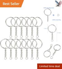 DIY Keychain Essentials: 150 Pcs Silver Split Key Rings with Open Jump Rings picture