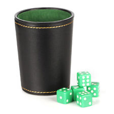 1 Pack PU Leather Dice Cup Set with 5 Dot Dices Felt Lined Cup- picture