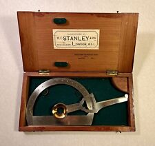 Vintage Stanley Semi-Circular Arm Protractor in Orig Wooden Box picture
