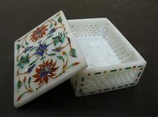 4 x 3 Inches Filigree Work Trinket Box White Marble Color Bow Box for Brother picture