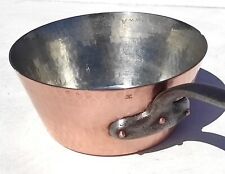 Vintage 8.3in French Copper Saute Pan Made in France Hammered Mint Tin 2mm 3.3lb picture