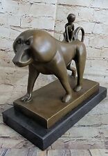 SOLID GENUINE BRONZE MONKEY MOTHER CARRYING BABY ON HER BACK SCULPTURE FIGURE picture