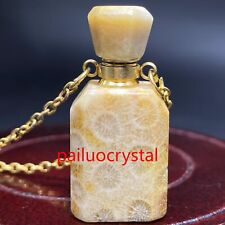 1pc Natural Coral jade Perfume bottle Quartz Crystal Pendant Refined oil bottle picture