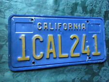 Vintage 1970s 1980s California Blue License Plate 1CAL241, Unusual w/ CAL Serial picture