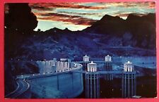 Postcard Boulder City Nevada Hoover Dam Night View c1960s picture