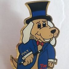 Odyssey of the Mind 1997 TN OM OOTM Pinback Hound Dog in Suit & Top Hat Pin picture