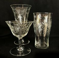 Antique Cut & Etched Crystal 20 Pcs. Water Wine Champagne Glasses Vintage picture