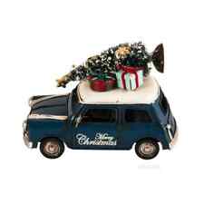 Handmade 1960s Mini Cooper Christmas Iron Car Model Set of 2 W/ Headlights picture